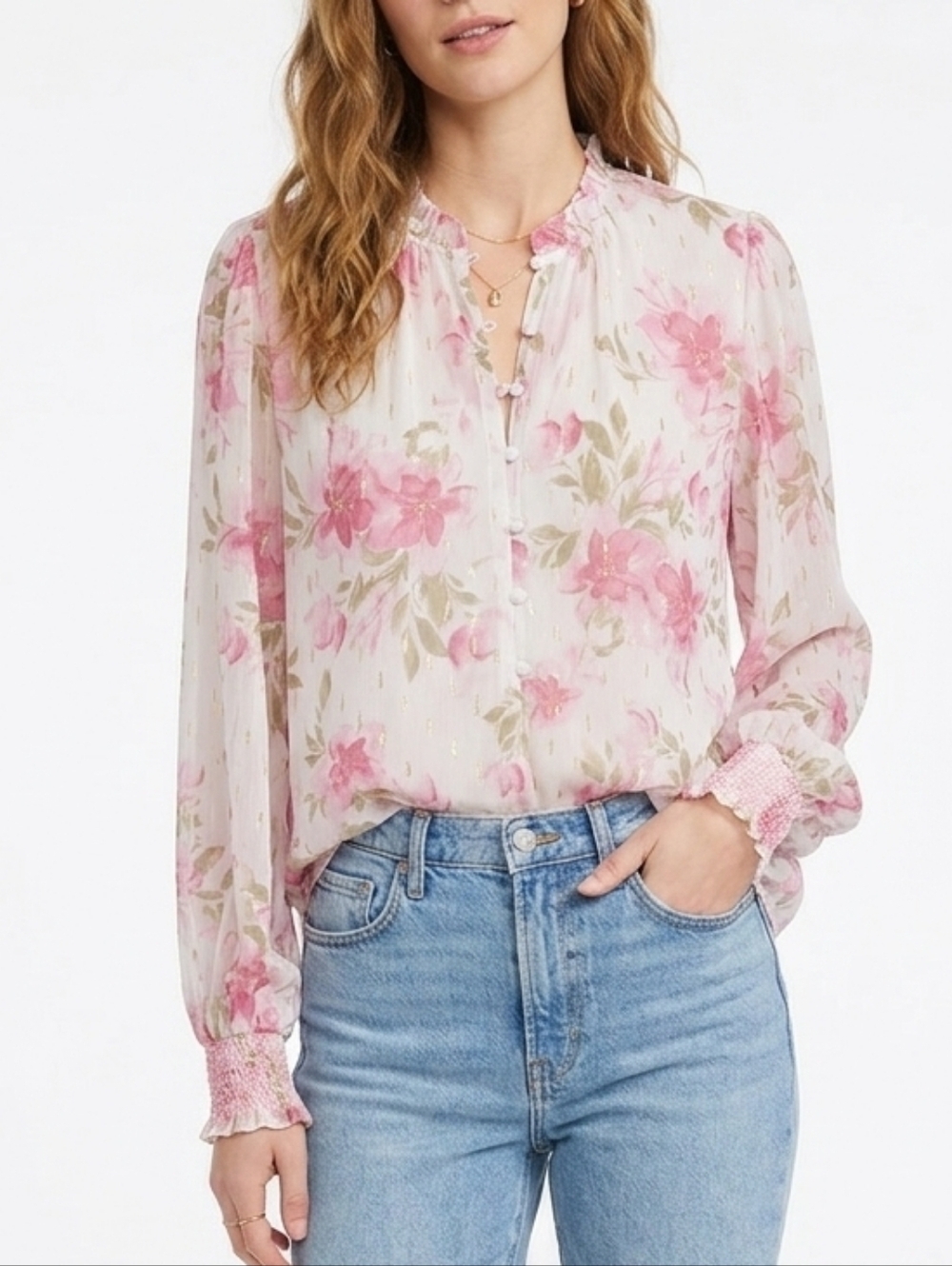 Autres Filles Elegant Pink Floral Blouse